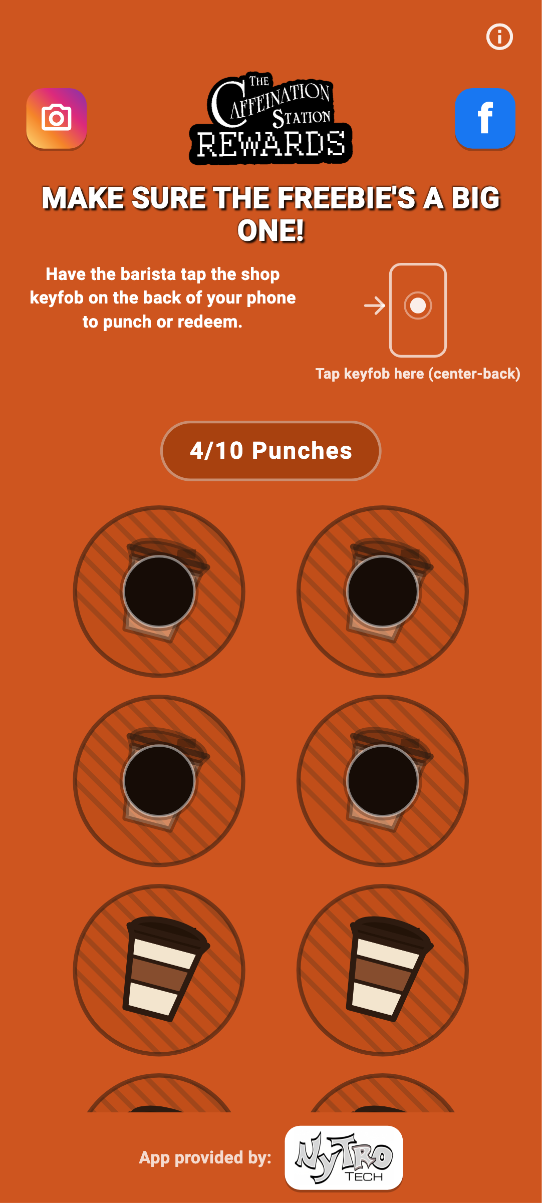 Caffeination Station app - 4 of 10 punches
