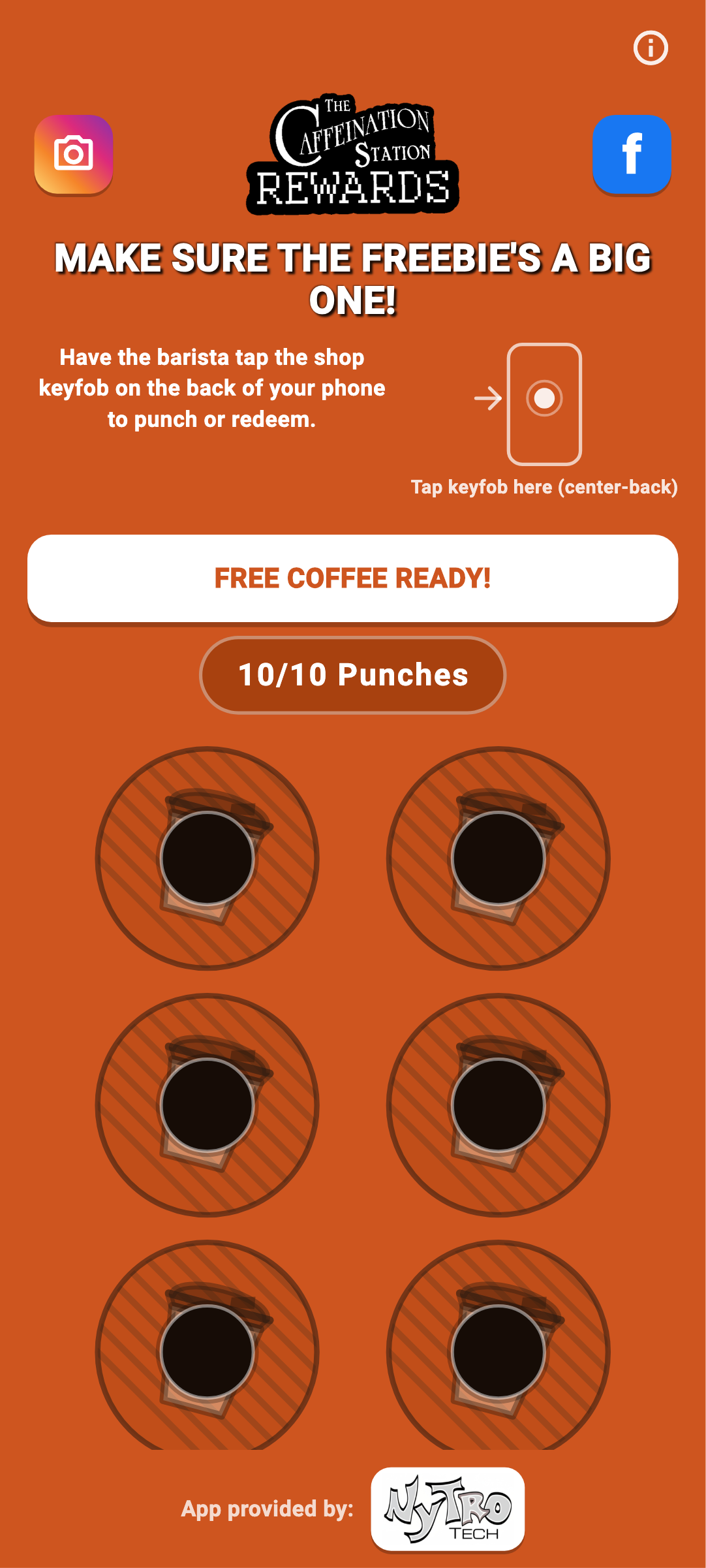 Caffeination Station app - Free coffee ready